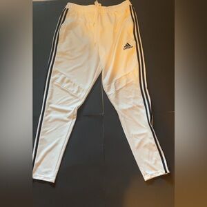 adidas White Jogger Pants with Black 3-Stripe Detailing